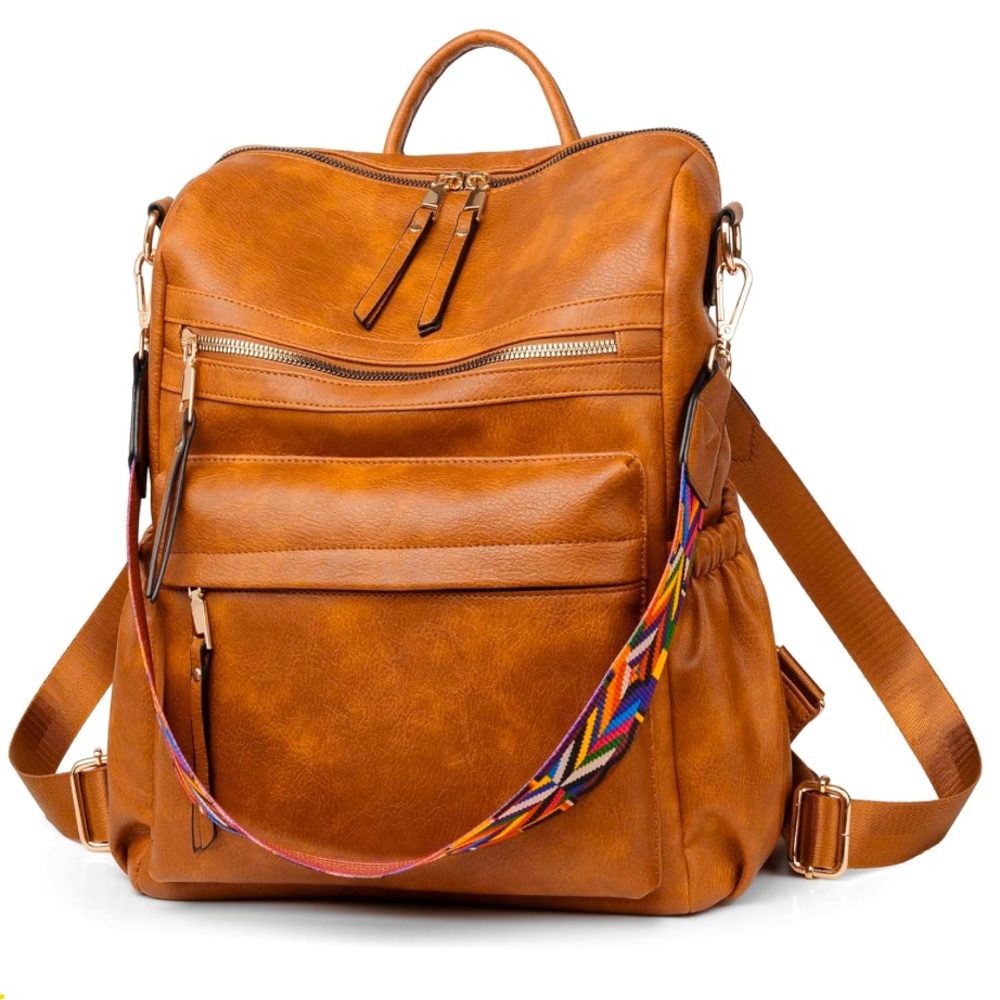 Backpack Like New Convertible Shoulder Bag Colorful Strap Vegan Leather